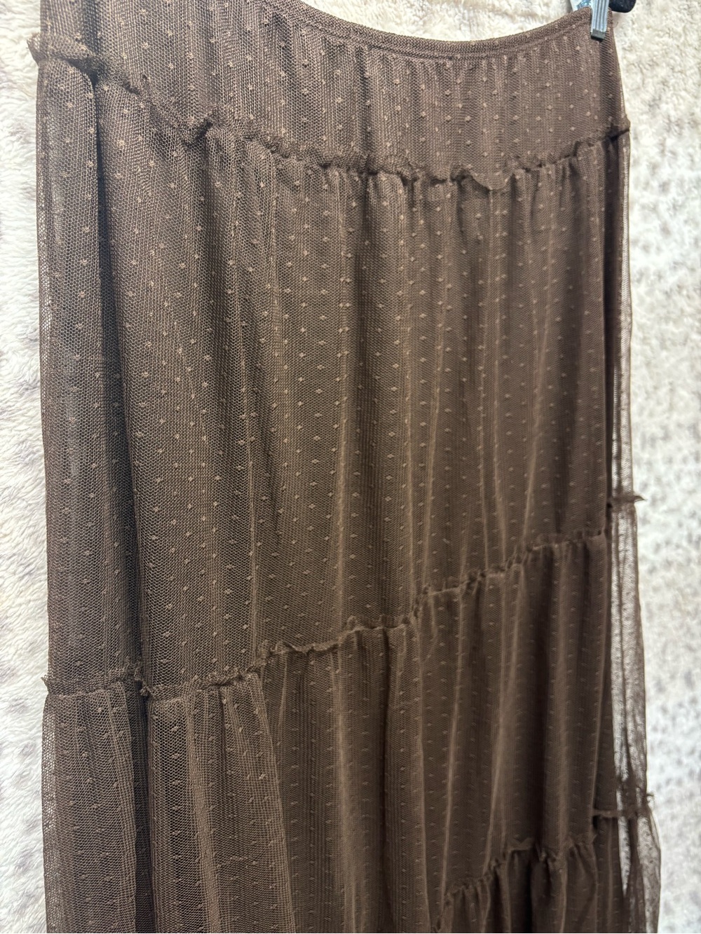 Y2K REQUIREMENTS CHOCOLATE BROWN SHEER OVERLAY MAXI SKIRT - Picture 3 of 4